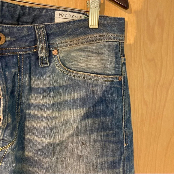 DIESEL INDUSTRY Sz 31 Viker Button Fly Distressed  Mid Rise Straight Leg - Picture 11 of 14